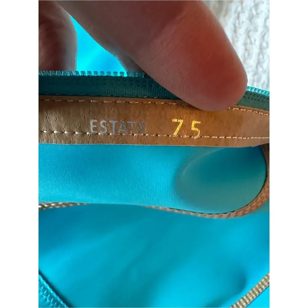 Azalea Wang Estate 75 Turquoise Knee High Boots Pointed Toe Sz 7.5 EU 38